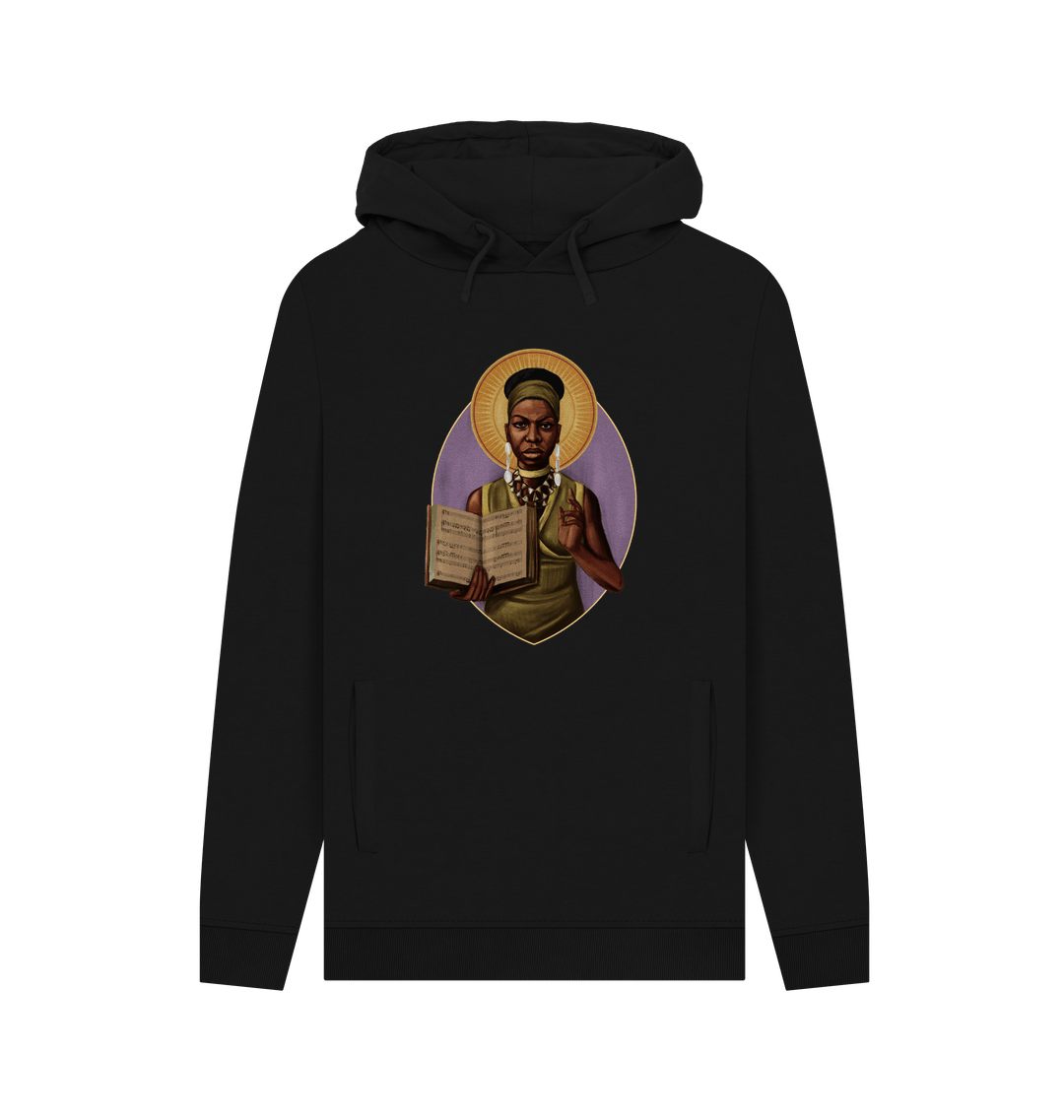 Black Printed Hoody Front