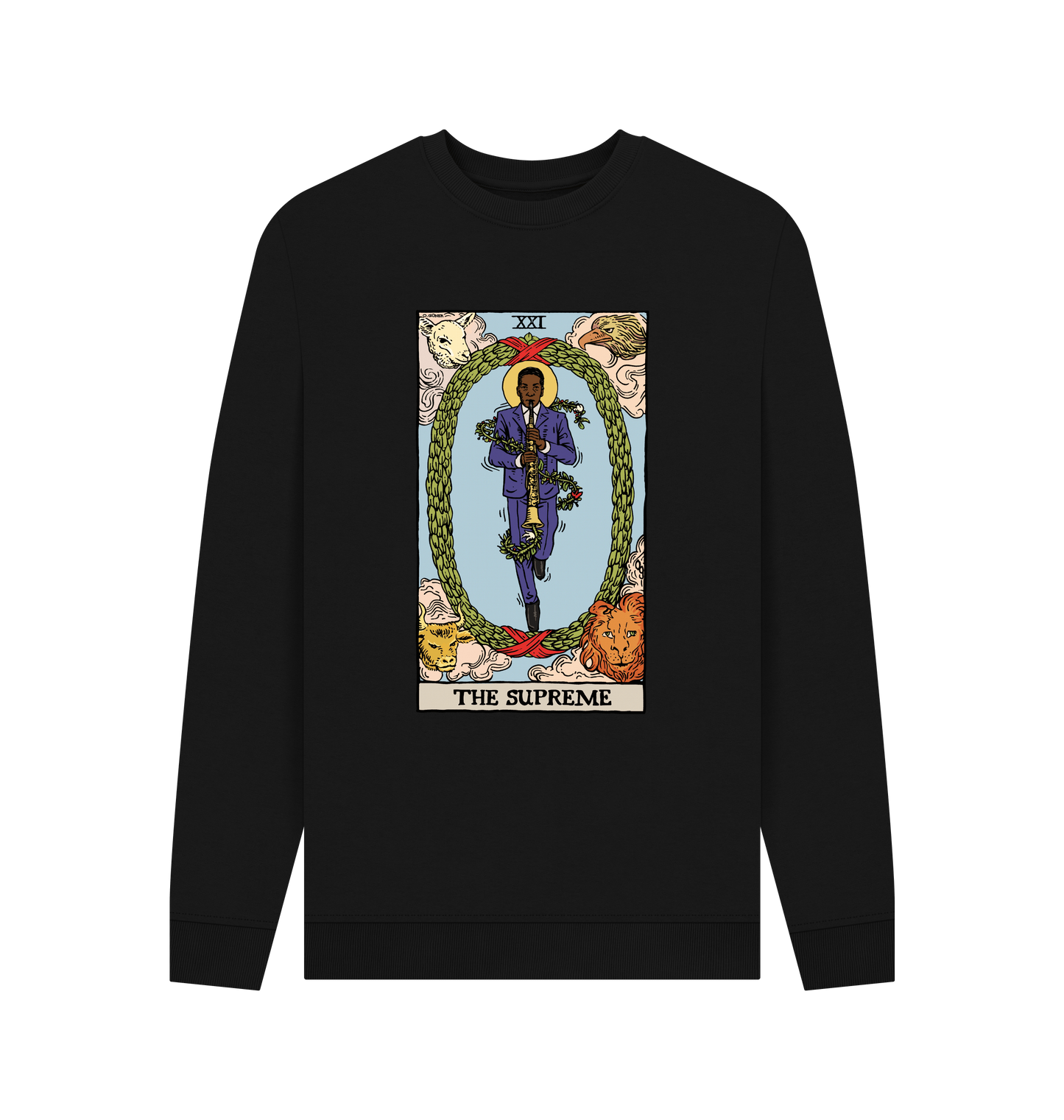 Black Printed Sweater Front