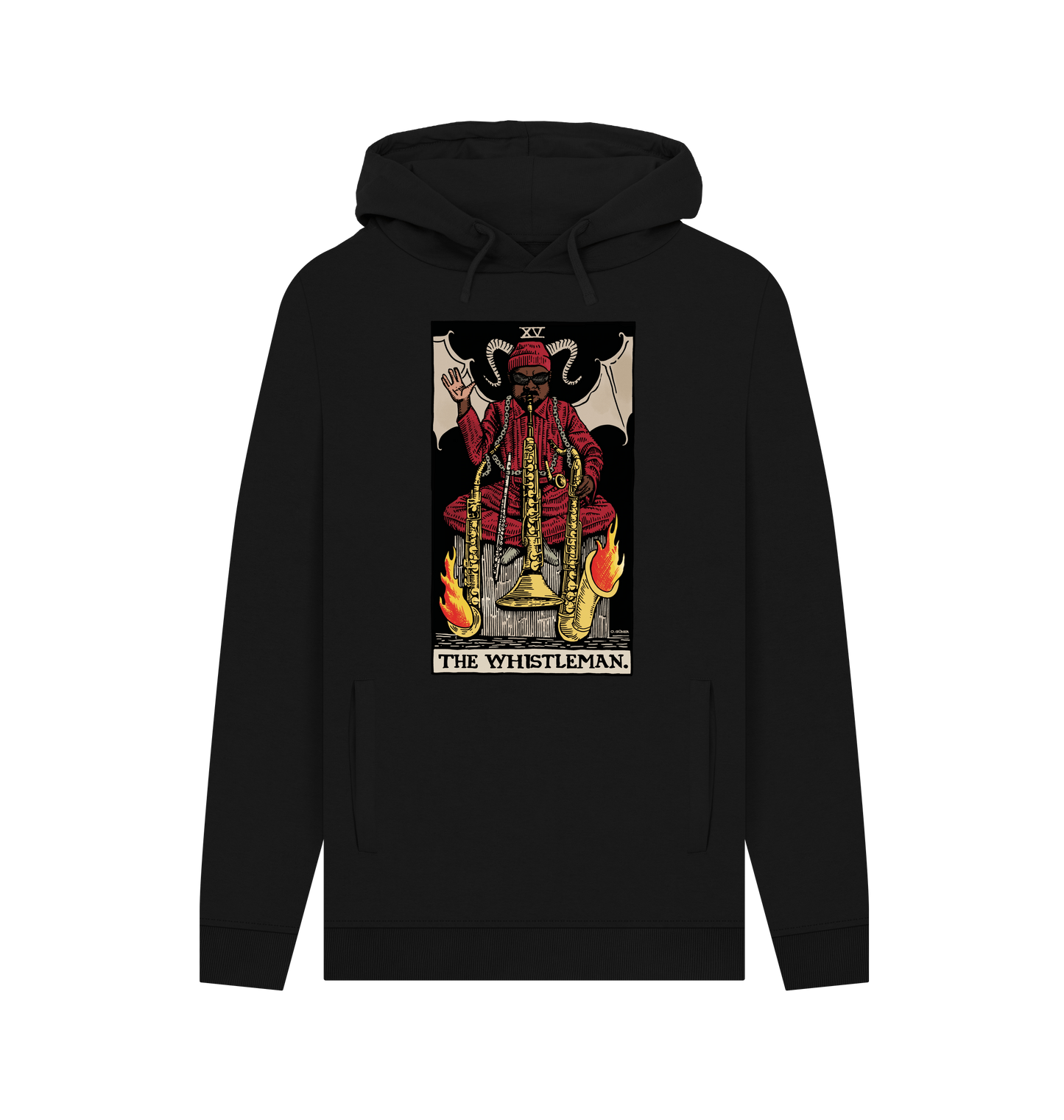 Black Printed Hoody Front