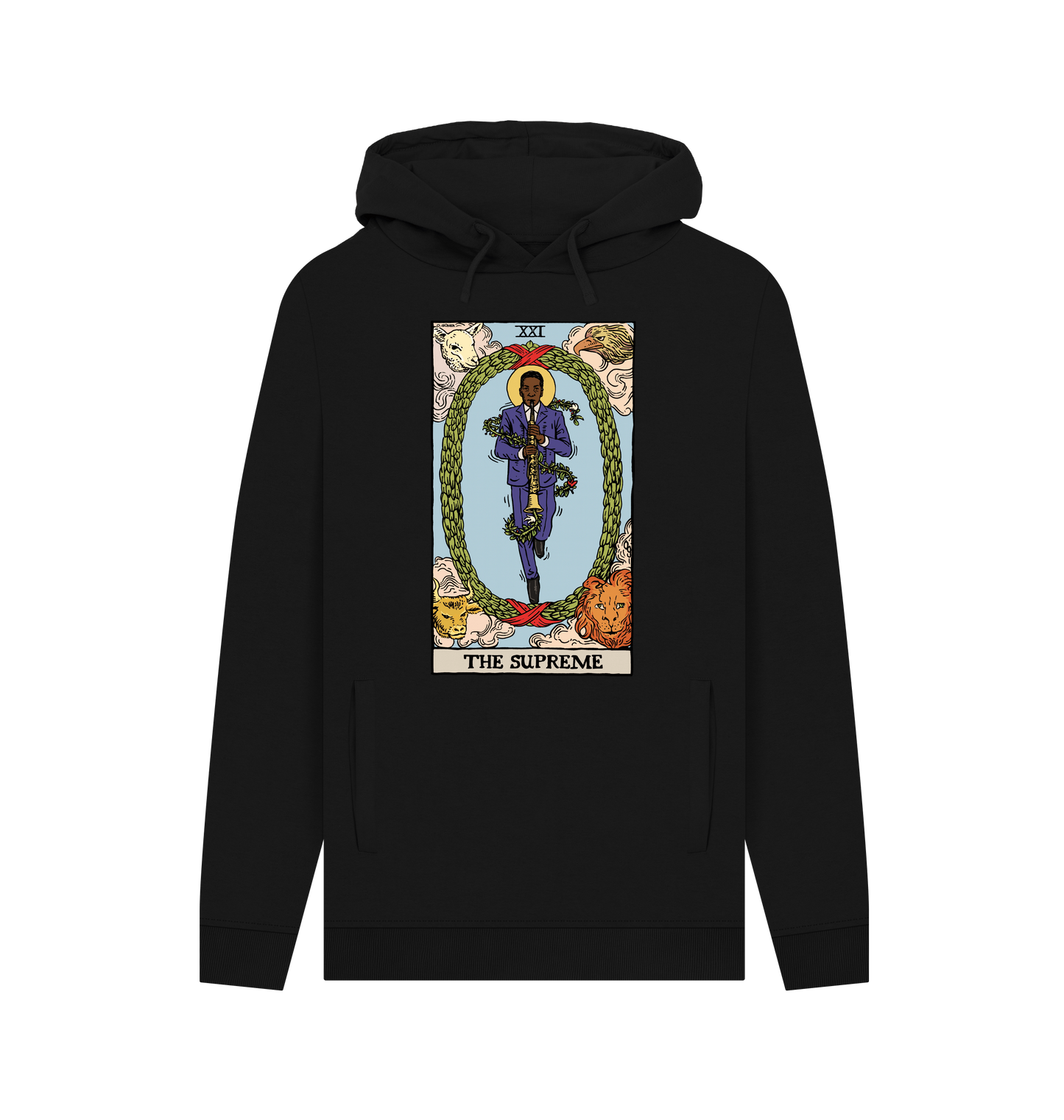 Black Printed Hoody Front