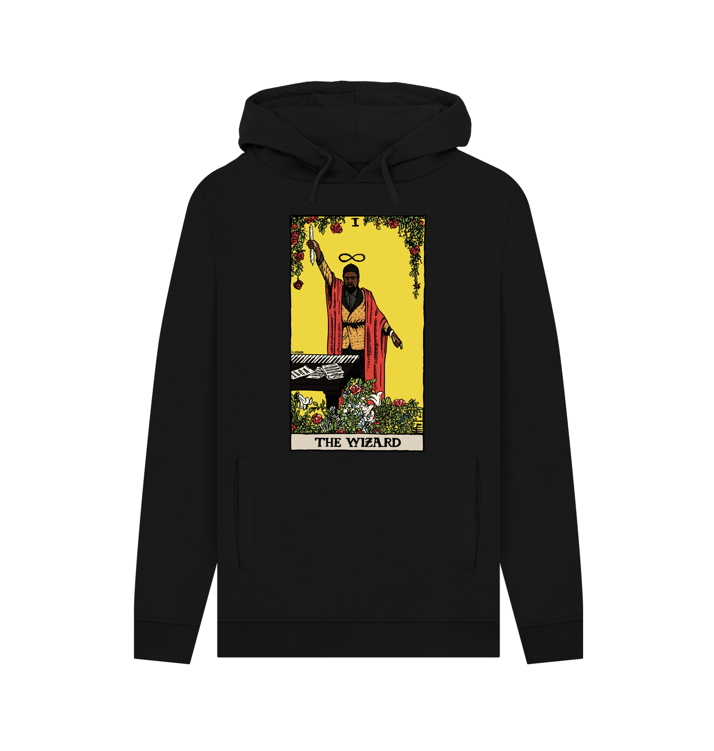 Black Printed Hoody Front