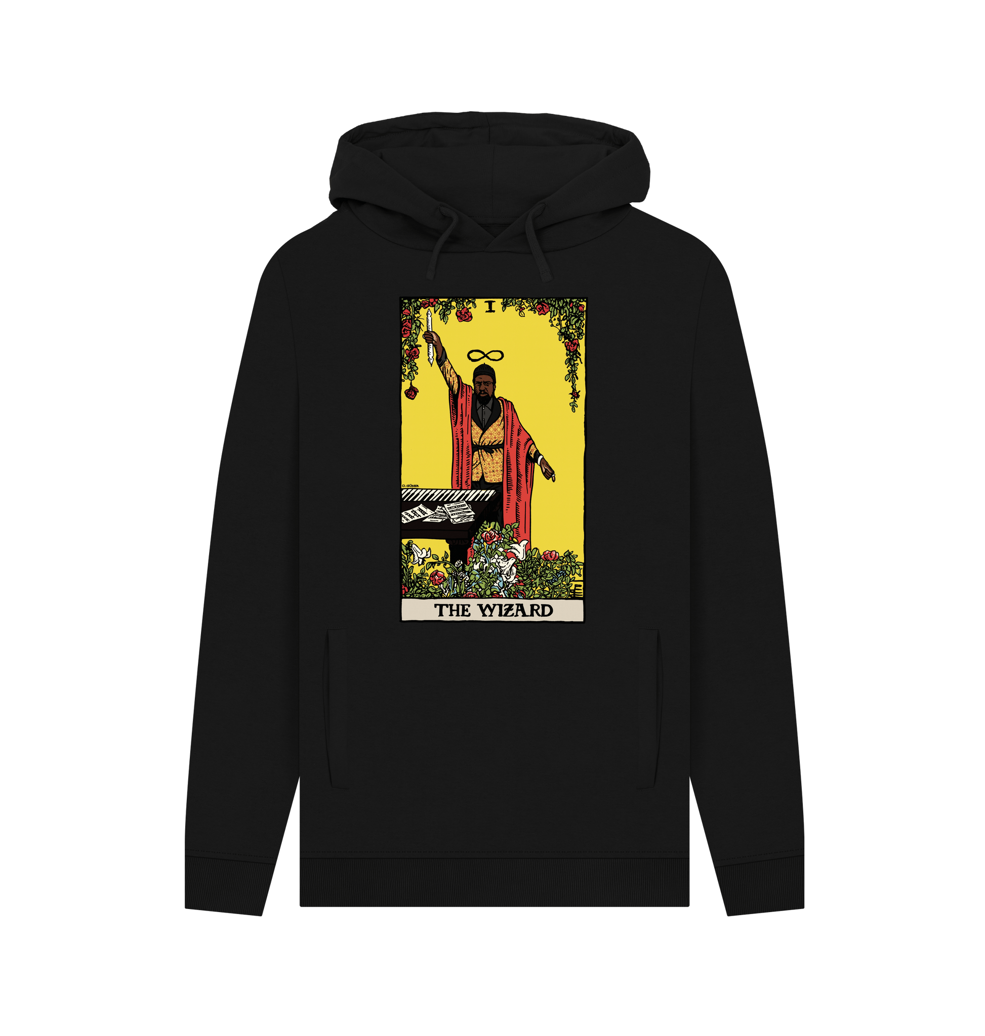 Black Printed Hoody Front